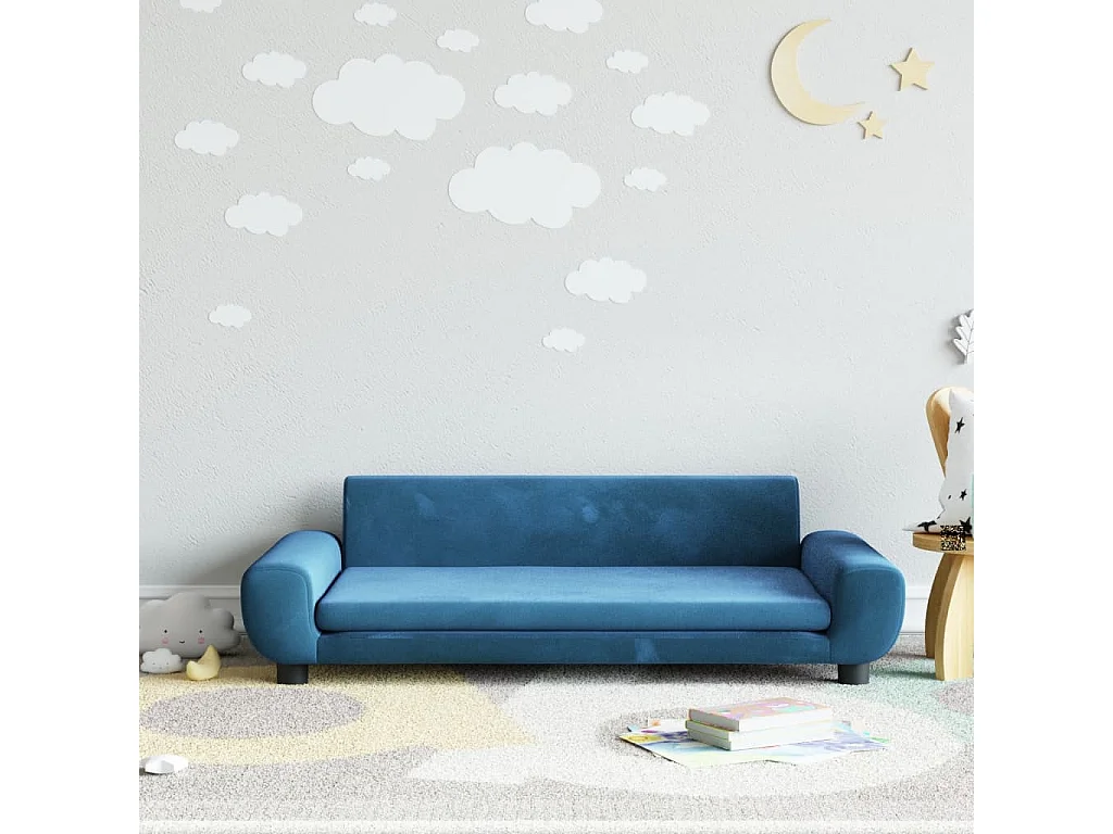 Sofá infantil 100x54x33 cm veludo azul PT327300