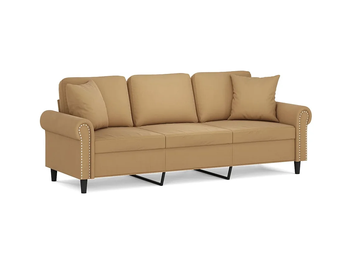 Driezitsbank met sierkussens 180 cm fluweel bruin BE100335