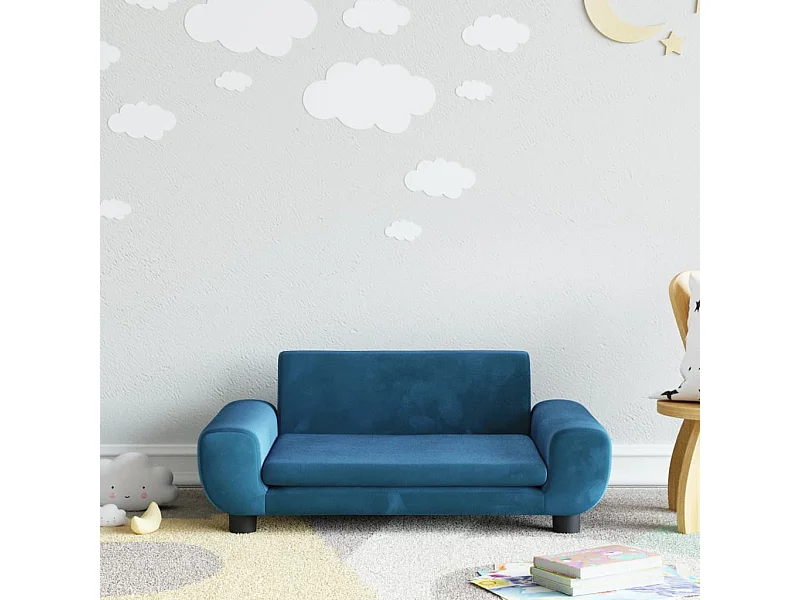 Canapé pour enfants bleu 70x45x33 cm velours FR146772