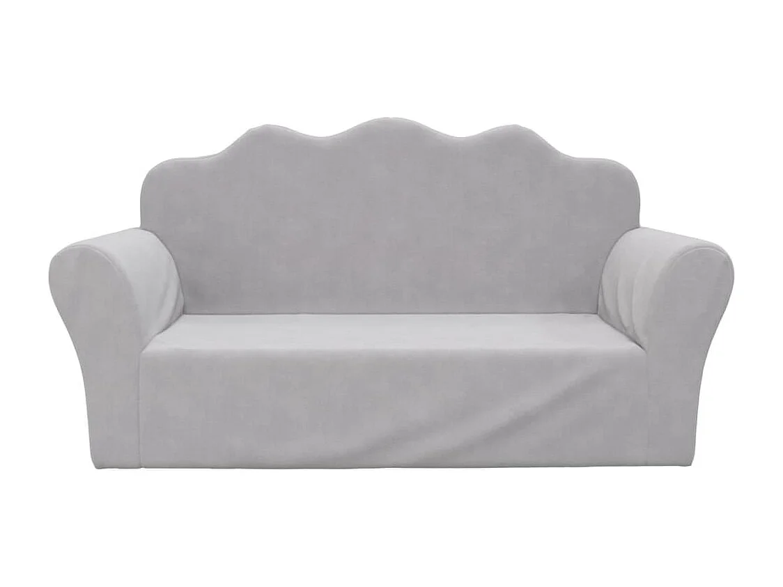 Sofá para niños de 2 plazas felpa suave gris claro ES452498