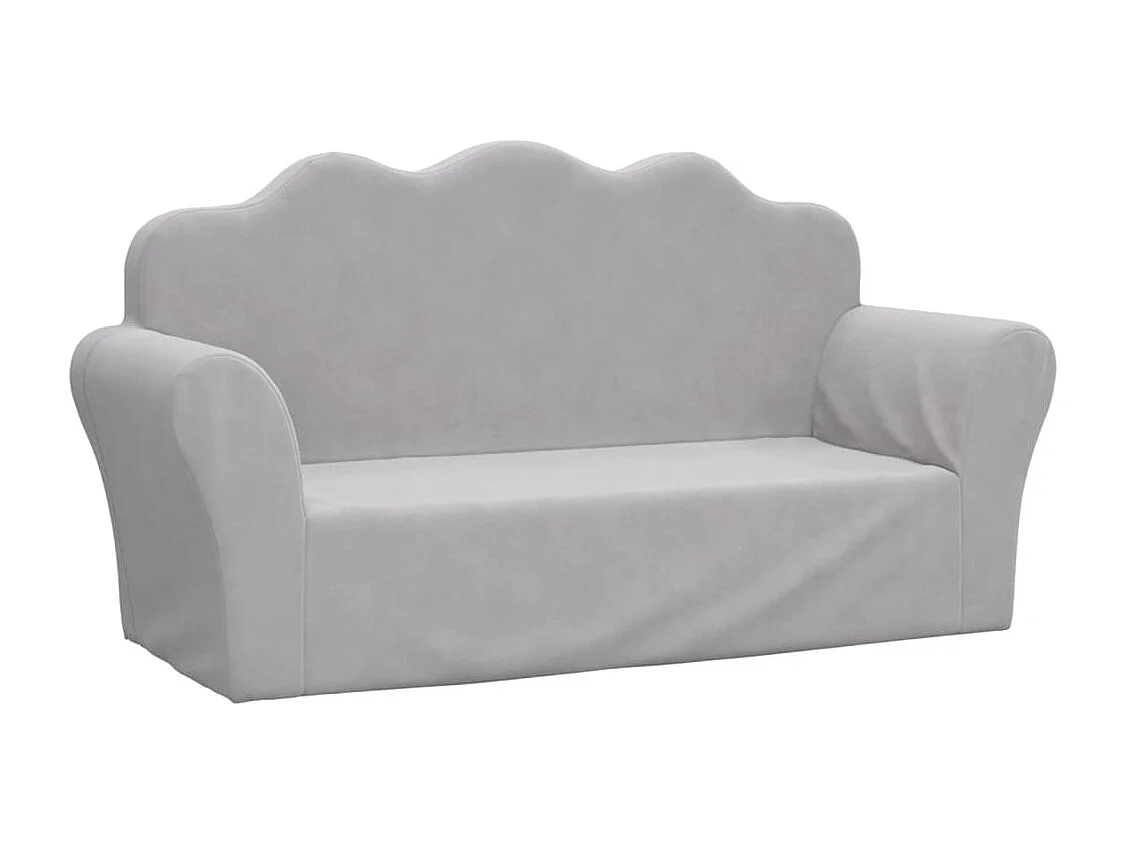 Canapé pour enfants 2 places gris clair peluche douce FR394488