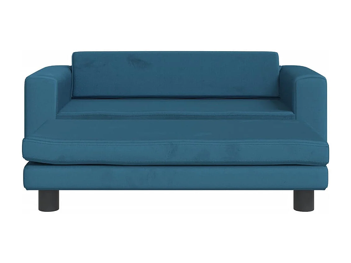 Canapé avec repose-pied pour enfants bleu 100x50x30 cm velours FR287235