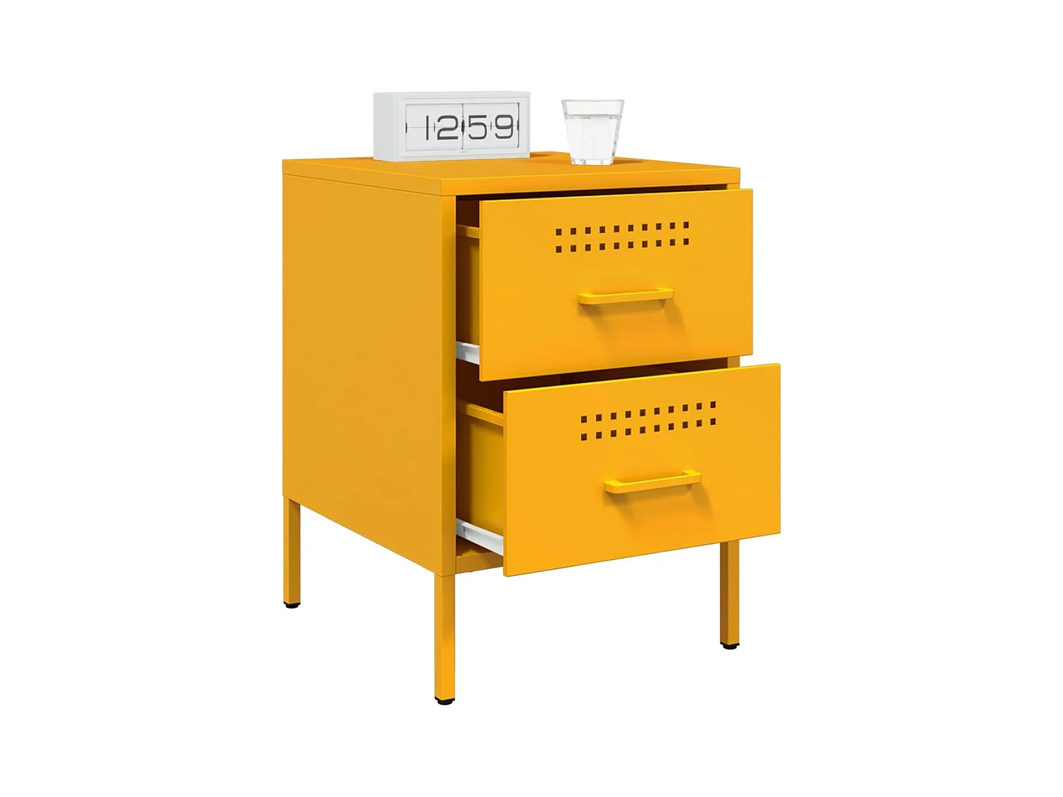 Mesa de cabeceira 36x39x50,5 cm aço amarelo mostarda PT695754