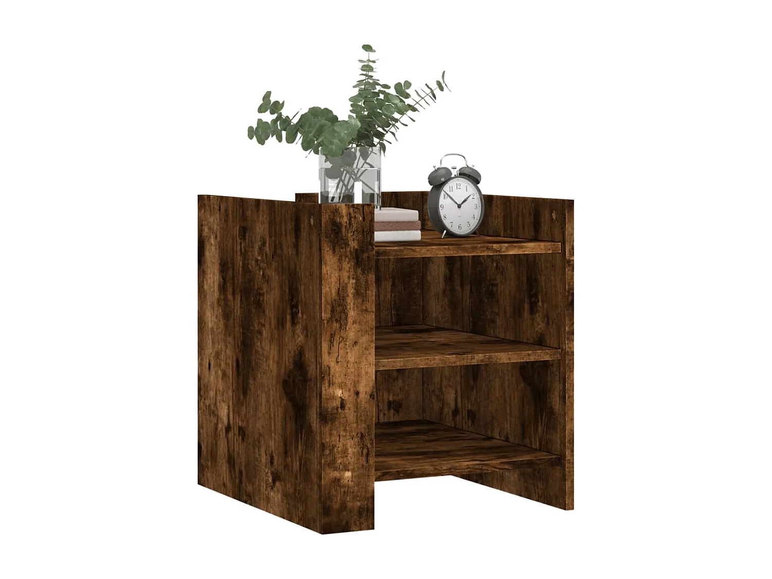 Mesita de noche madera de ingeniería roble ahumado 45x50x50 cm ES724306