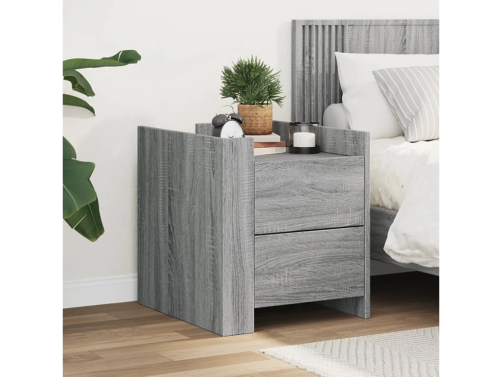 Table de chevet sonoma gris 45x50x50 cm bois d'ingénierie FR96547