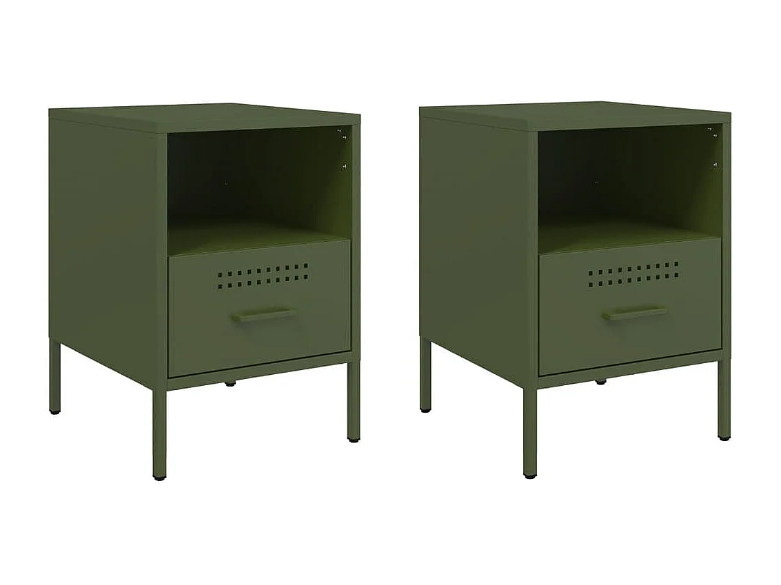 Tables de chevet 2 pcs vert olive 36x39x50,5 cm FR76691