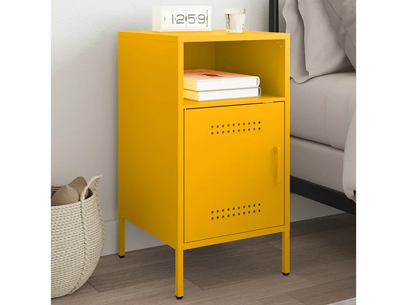 Nachtkastje 36x39x68 cm koudgewalst staal mosterdgeel BE453588