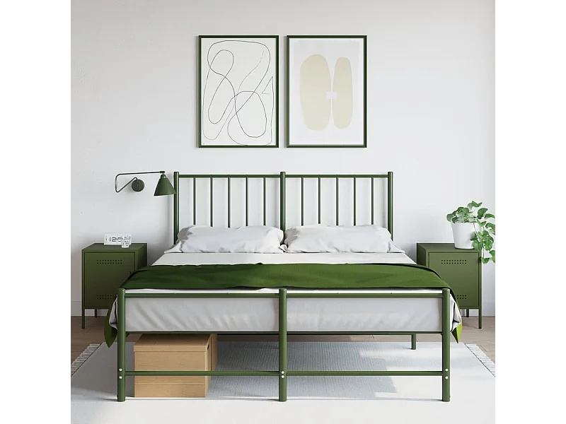 Tables de chevet 2 pcs vert olive 36x39x50,5 cm acier FR86063