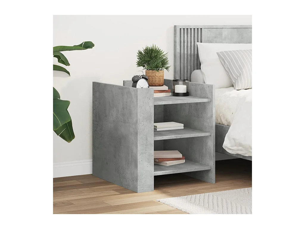 Nachtkastje 45x50x50 cm bewerkt hout betongrijs BE306434