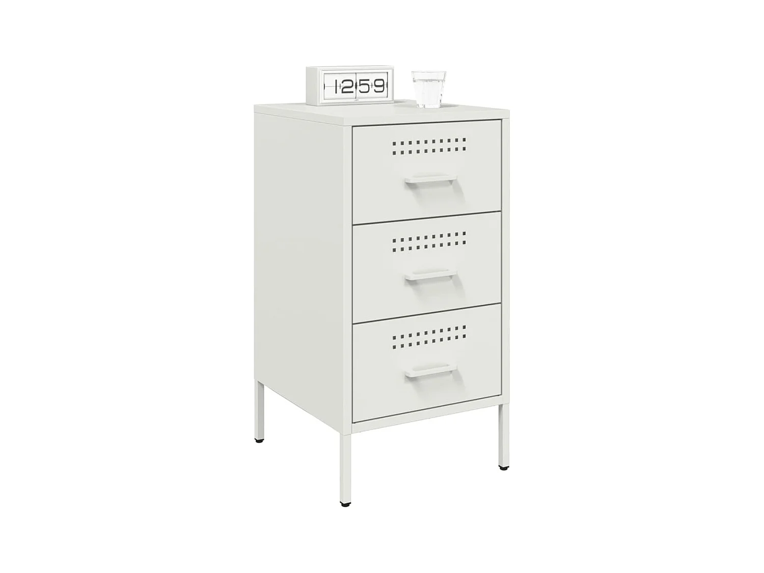 Tables de chevet 2 pcs blanc 36x39x68 cm acier laminé à froid FR14350