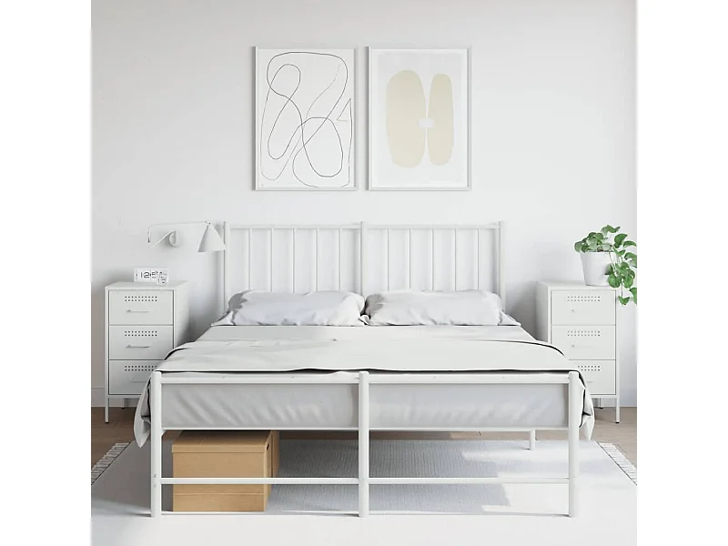 Tables de chevet 2 pcs blanc 36x39x68 cm acier laminé à froid FR14350