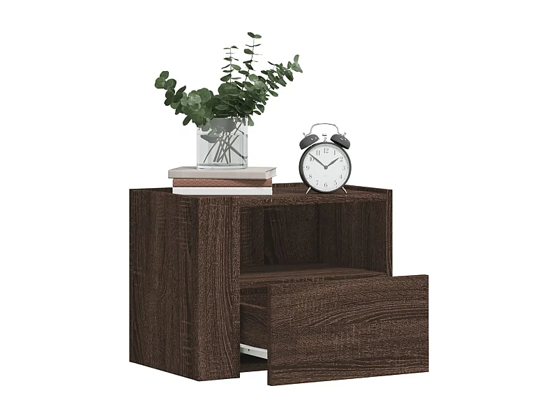 Table de chevet murale chêne marron 45x30x35 cm FR77718