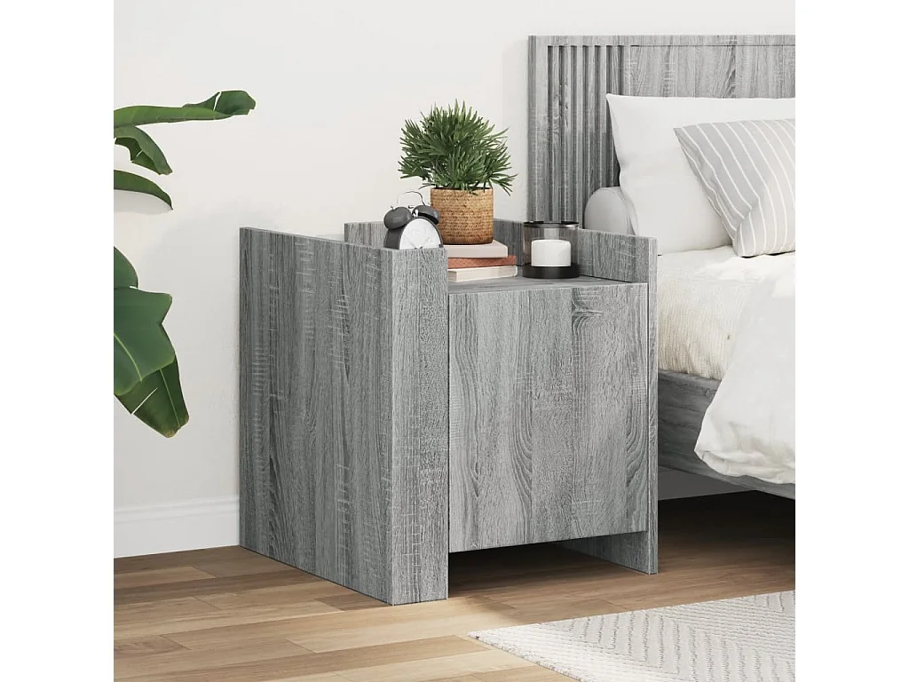Table de chevet sonoma gris 45x50x50 cm bois d'ingénierie FR27481