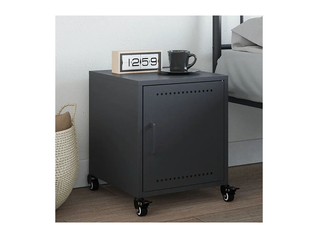 Table de chevet anthracite 36x39x43,5 cm acier FR25937
