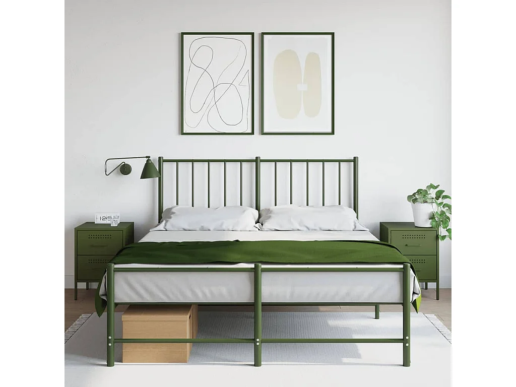 Tables de chevet 2 pcs vert olive 36x39x50,5 cm acier FR95726