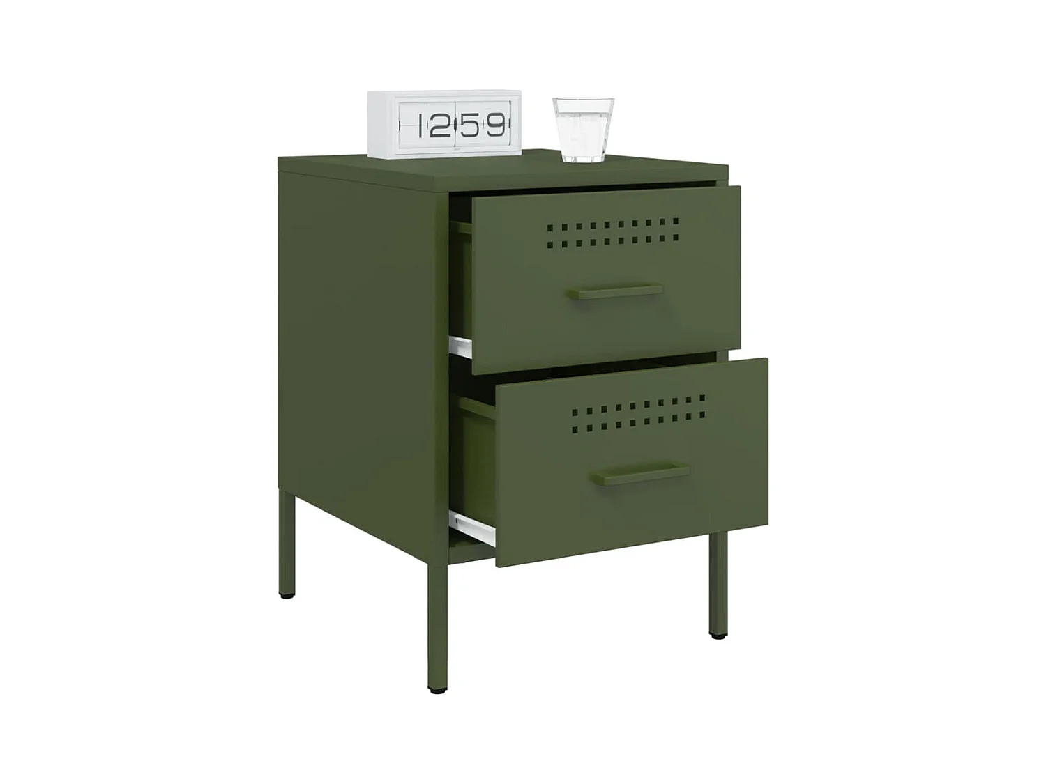 Tables de chevet 2 pcs vert olive 36x39x50,5 cm acier FR95726
