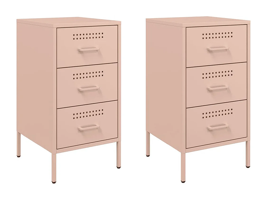 Tables de chevet 2 pcs rose 36x39x68 cm acier laminé à froid FR47868