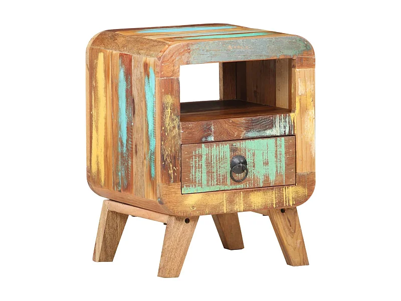 Mesita de noche de madera maciza reciclada 30x30x41 cm ES606122