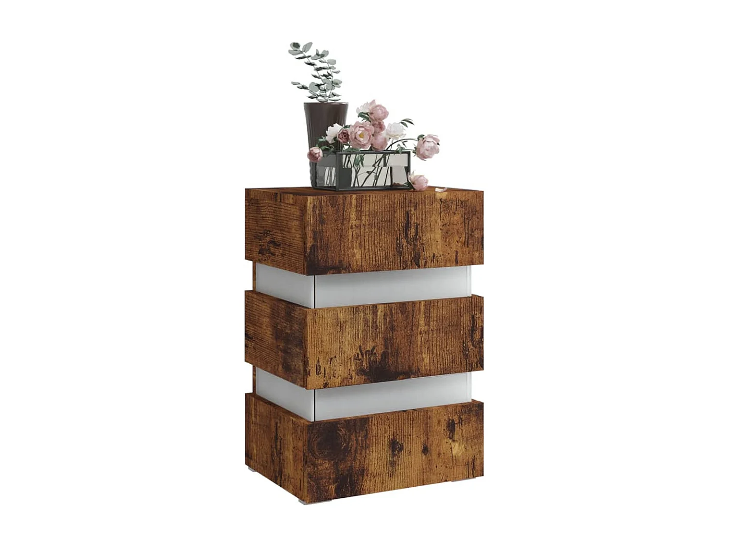 Nachtkastje 45x35x67 cm bewerkt hout gerookt eikenkleurig BE284490