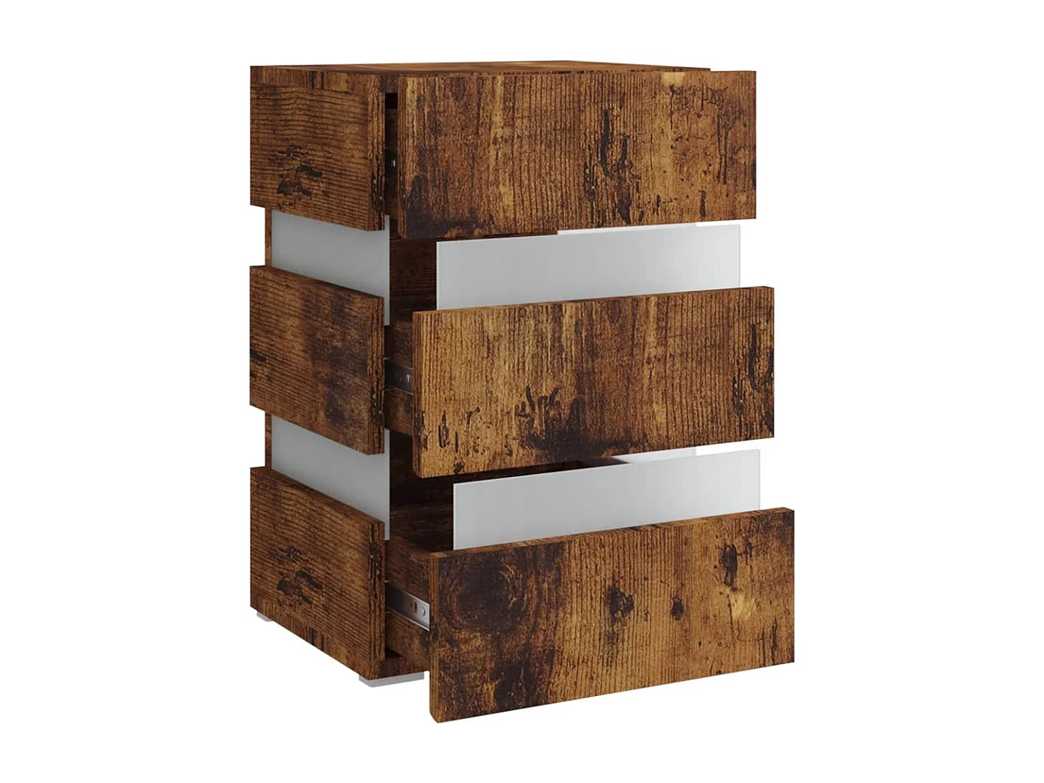 Nachtkastje 45x35x67 cm bewerkt hout gerookt eikenkleurig BE284490