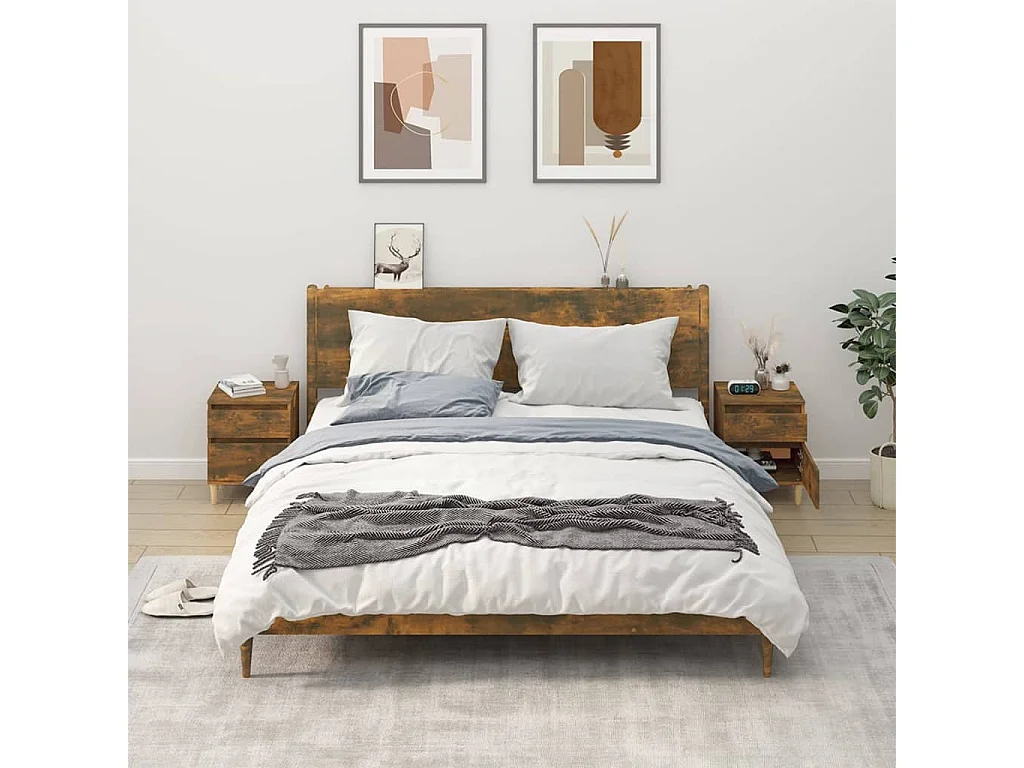 Nachtkastjes 2 st 40x35x50 cm gerookt eikenkleurig BE509474