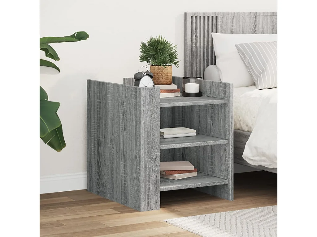 Nachtkastje 45x50x50 cm bewerkt hout grijs sonoma eikenkleurig BE494282
