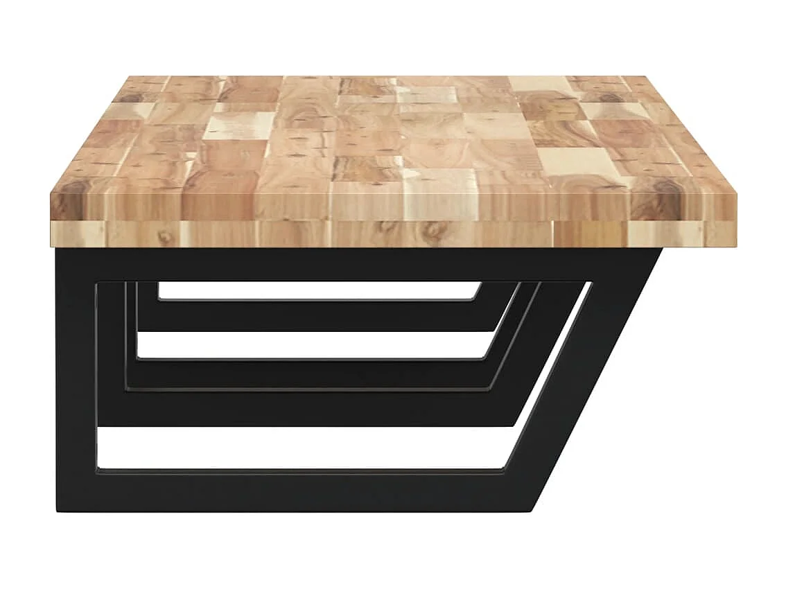 Meuble sous vasque murale acier et bois massif d'acacia FR548350