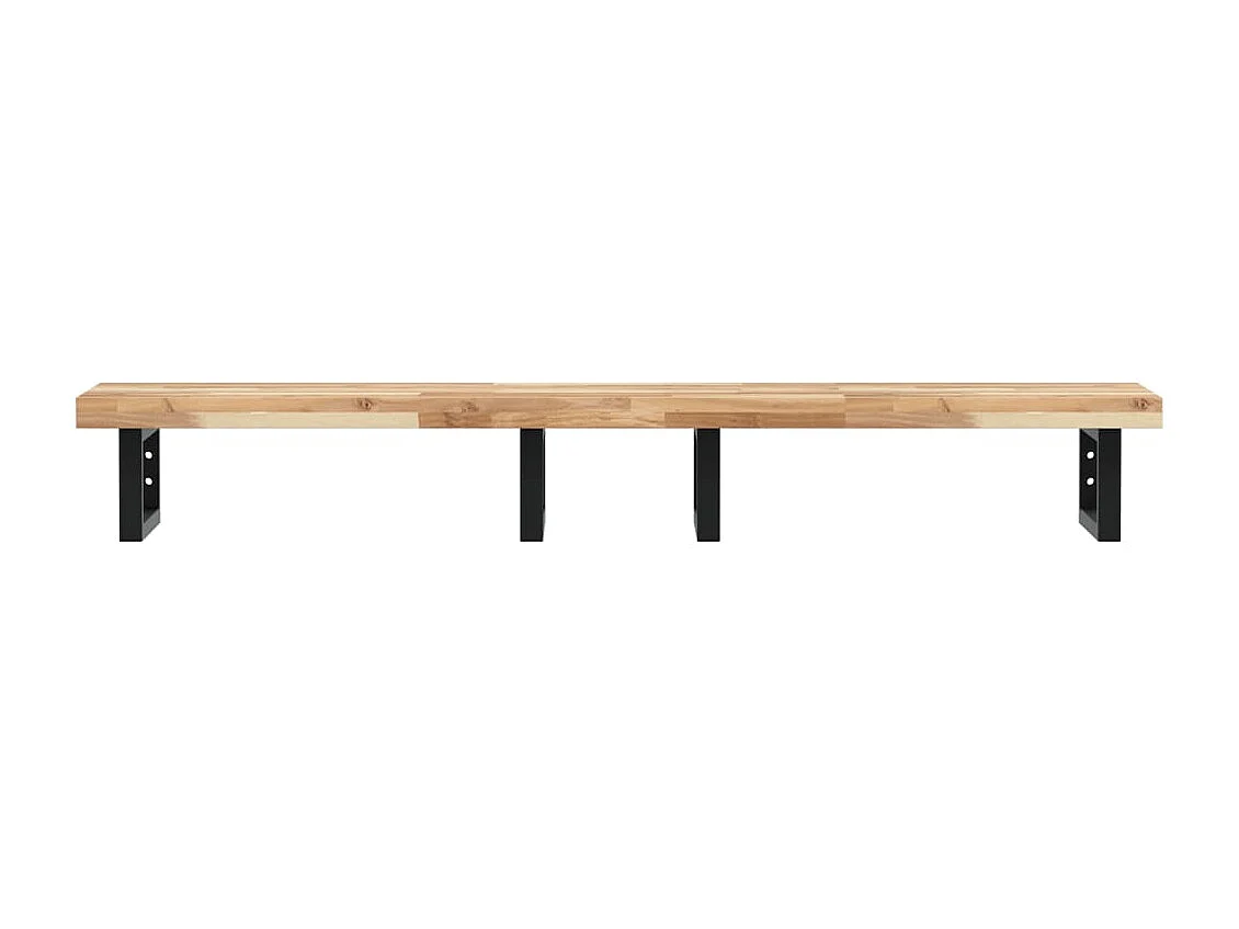 Meuble sous vasque murale acier et bois massif d'acacia FR869643