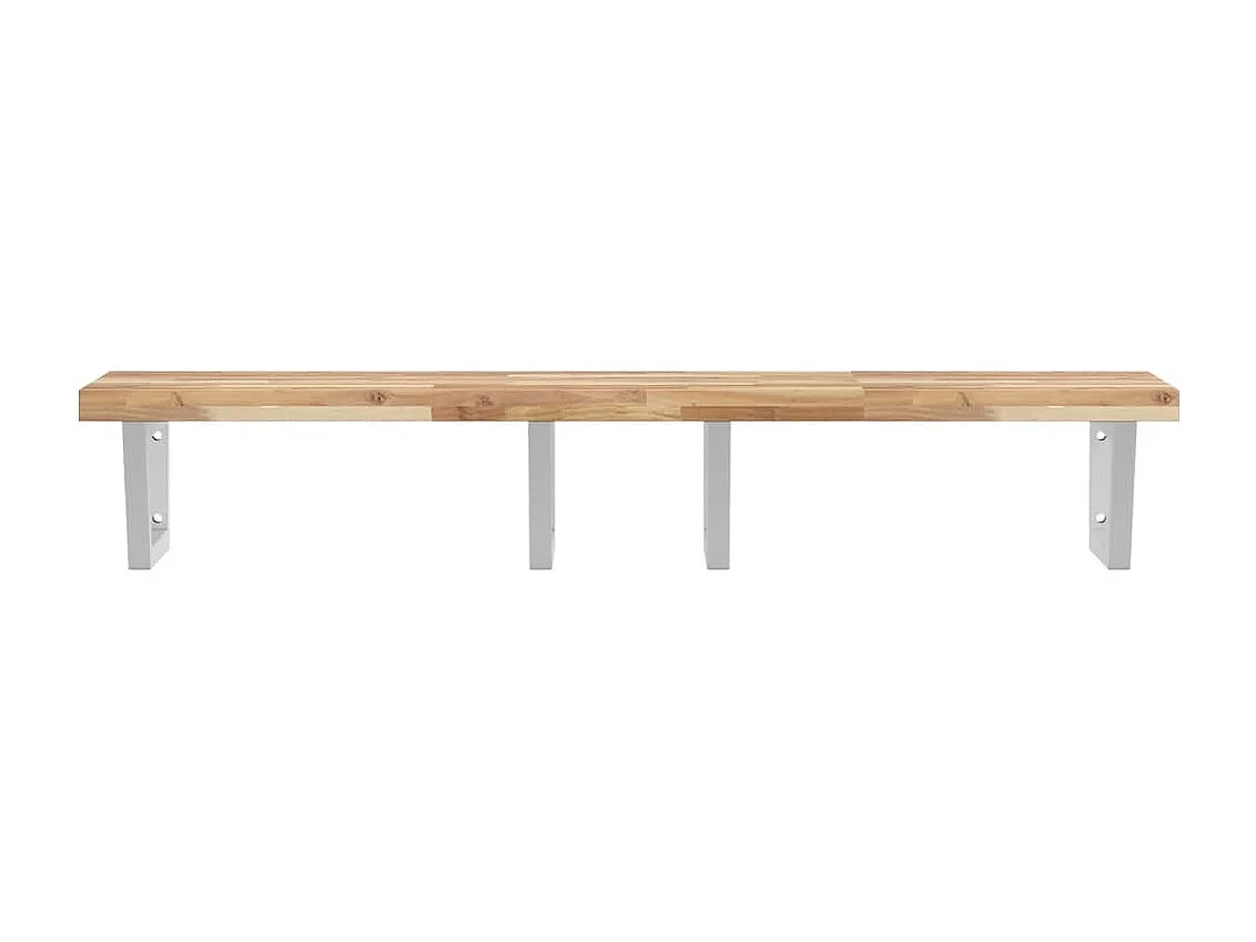 Meuble sous vasque murale acier et bois massif d'acacia FR780985