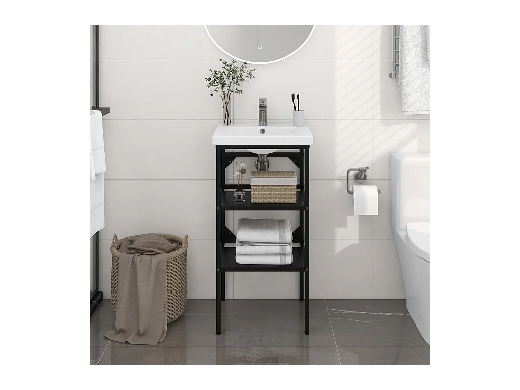 Meuble + vasque Noir 40x38x83 cm Fer FR661118