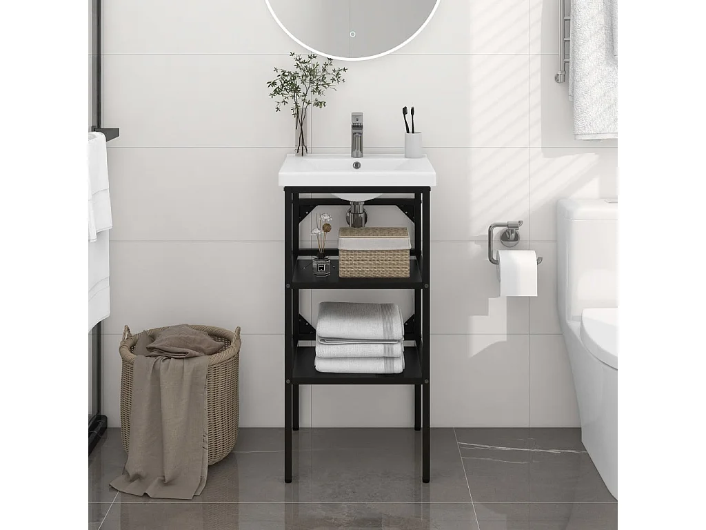 Estructura de lavabo de hierro negro 40x38x83 cm ES866784
