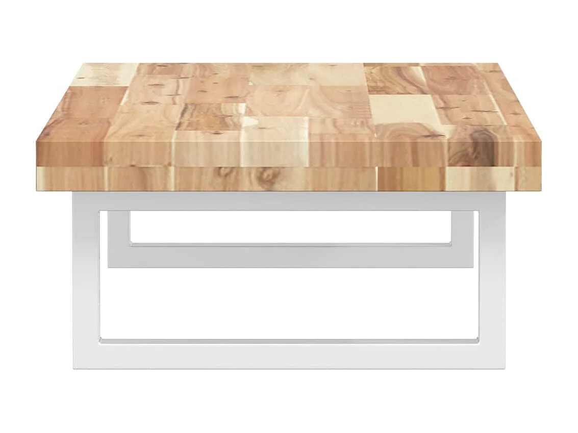 Meuble sous vasque murale acier et bois massif d'acacia FR452210