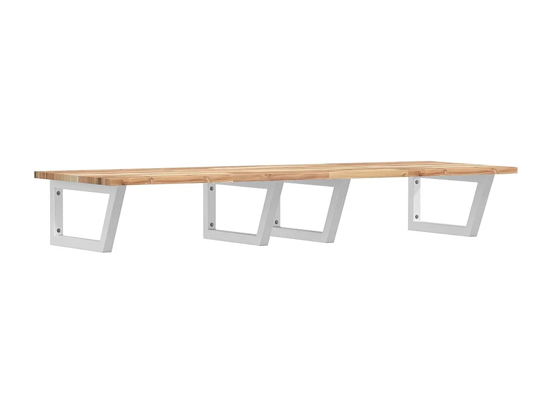 Meuble sous vasque murale acier et bois massif d'acacia FR817263