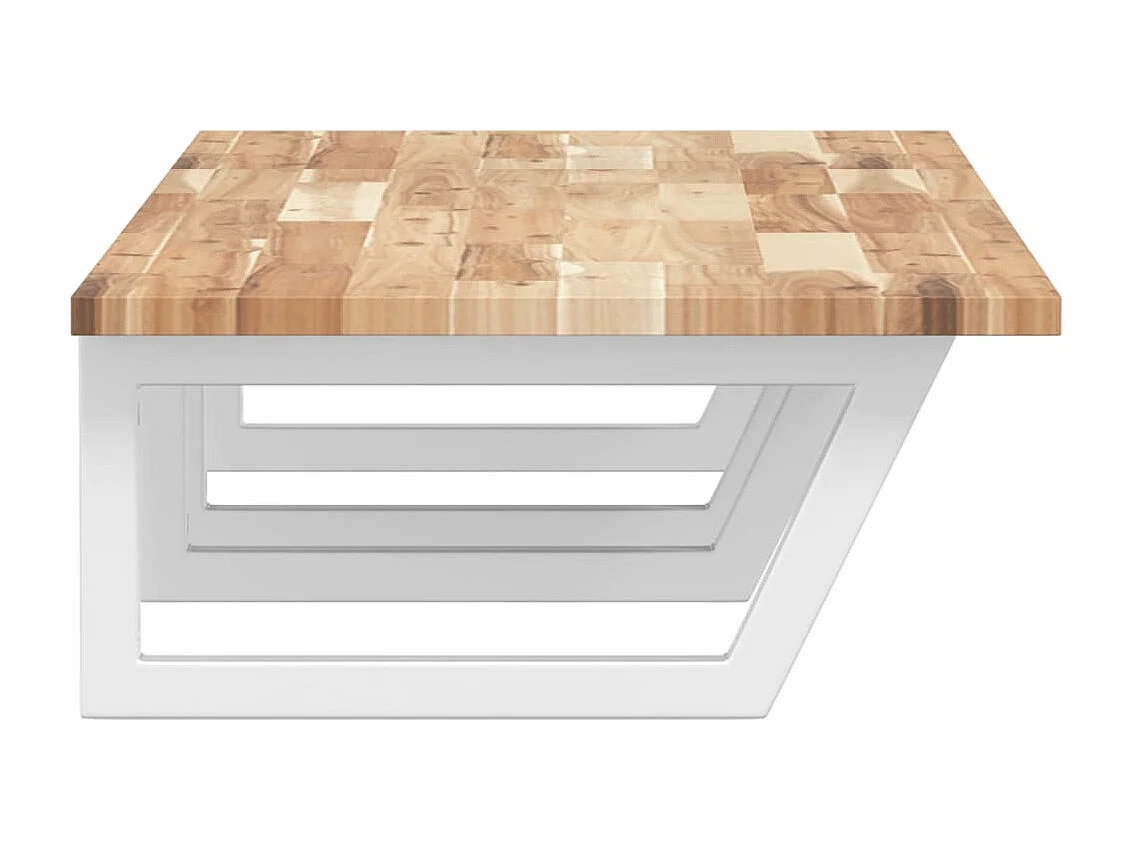 Meuble sous vasque murale acier et bois massif d'acacia FR817263