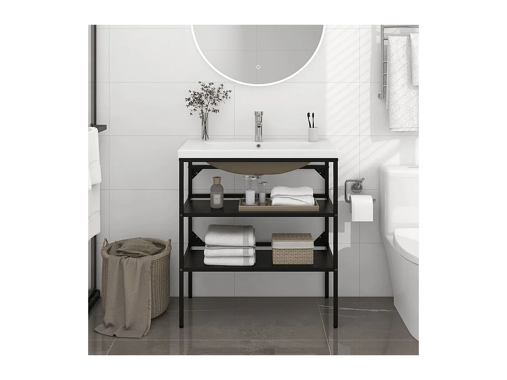Meuble + vasque à encastrer Noir Fer FR834314