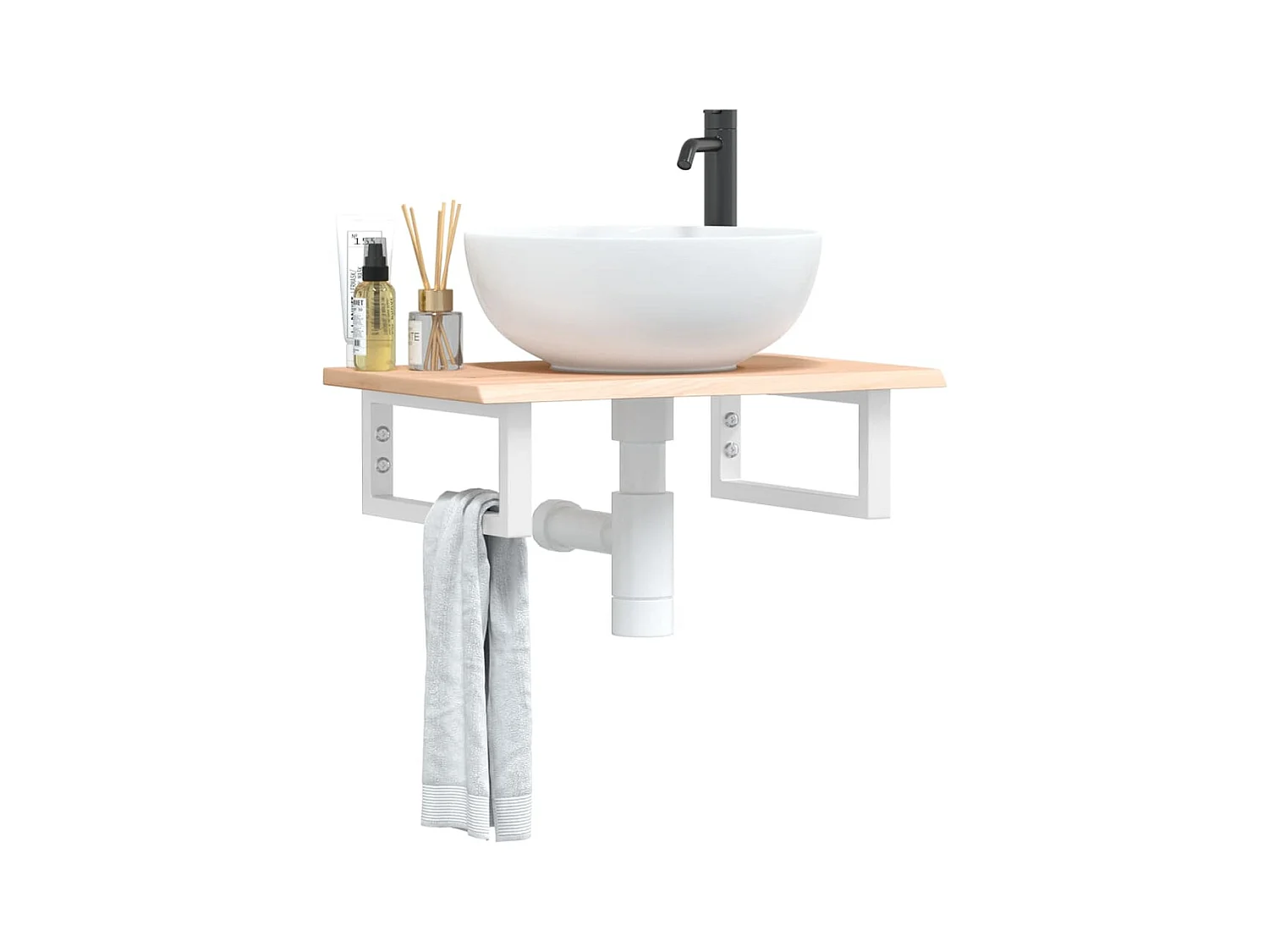 Badkamer wandschap staal en massief eikenhout BE998208