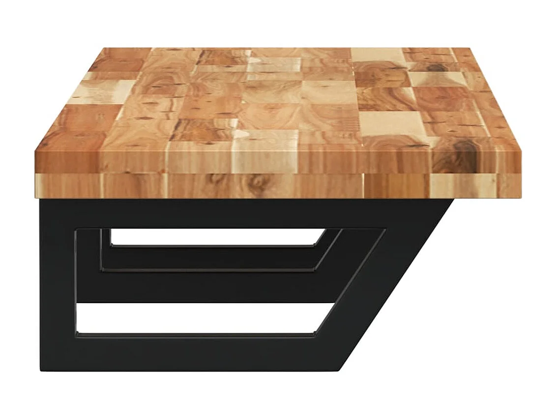 Meuble sous vasque murale acier et bois massif d'acacia FR105009