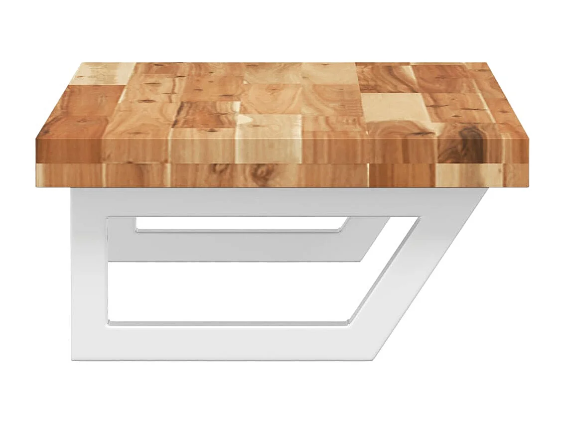 Meuble sous vasque murale acier et bois massif d'acacia FR430269