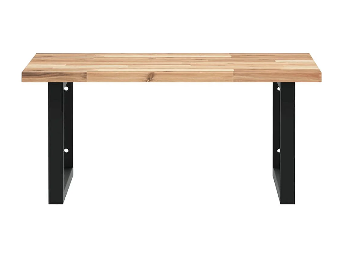 Meuble sous vasque murale acier et bois massif d'acacia FR930561