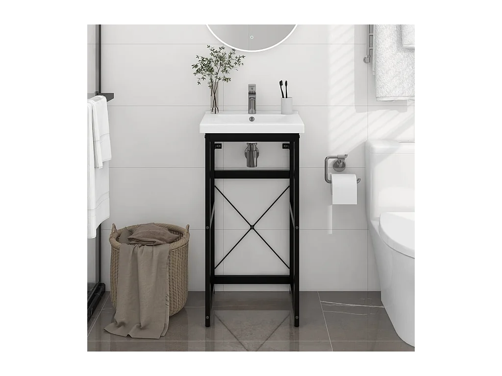 Meuble + vasque Noir 40x38x83 cm Fer FR642799