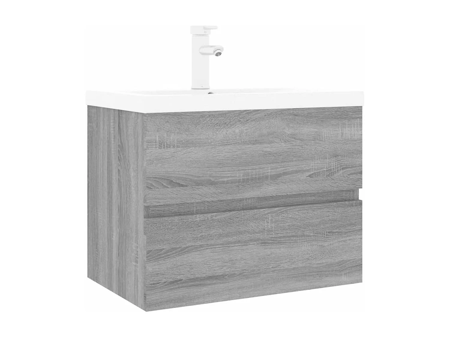 Wastafelkast met ingebouwde wasbak bewerkt hout grijs sonoma BE169648