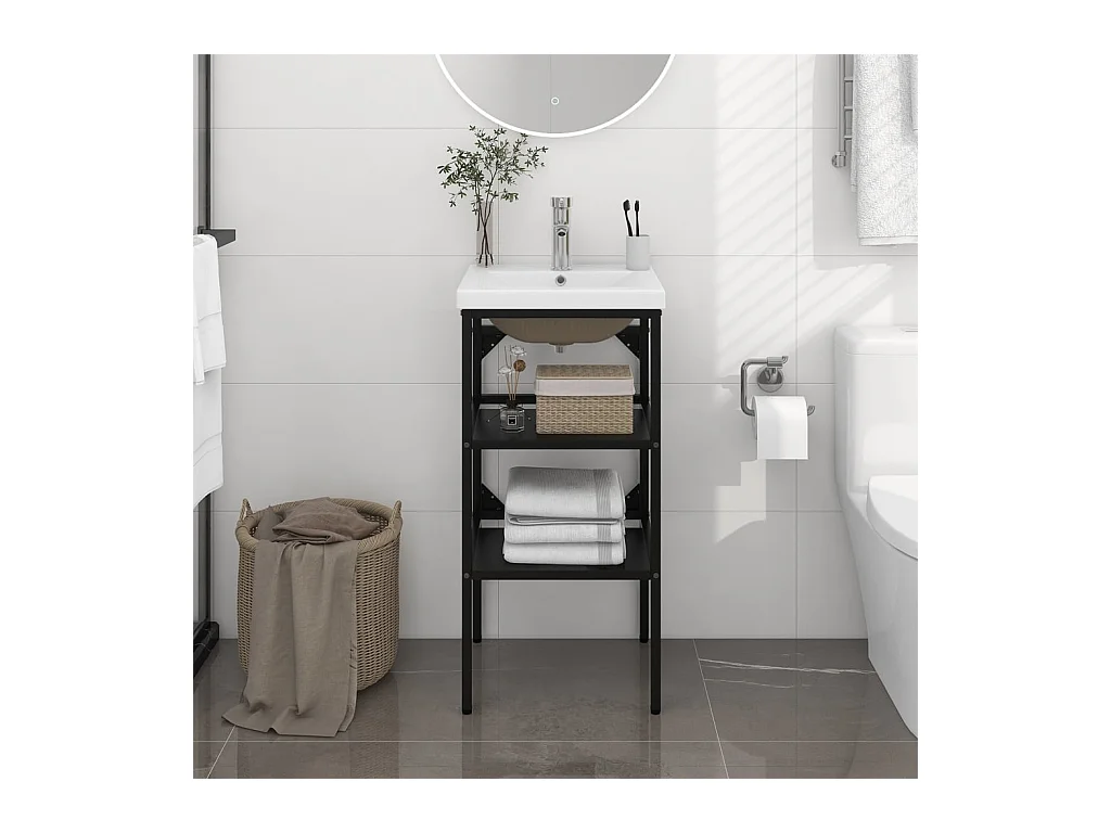 Meuble + vasque à encastrer Noir Fer FR586152