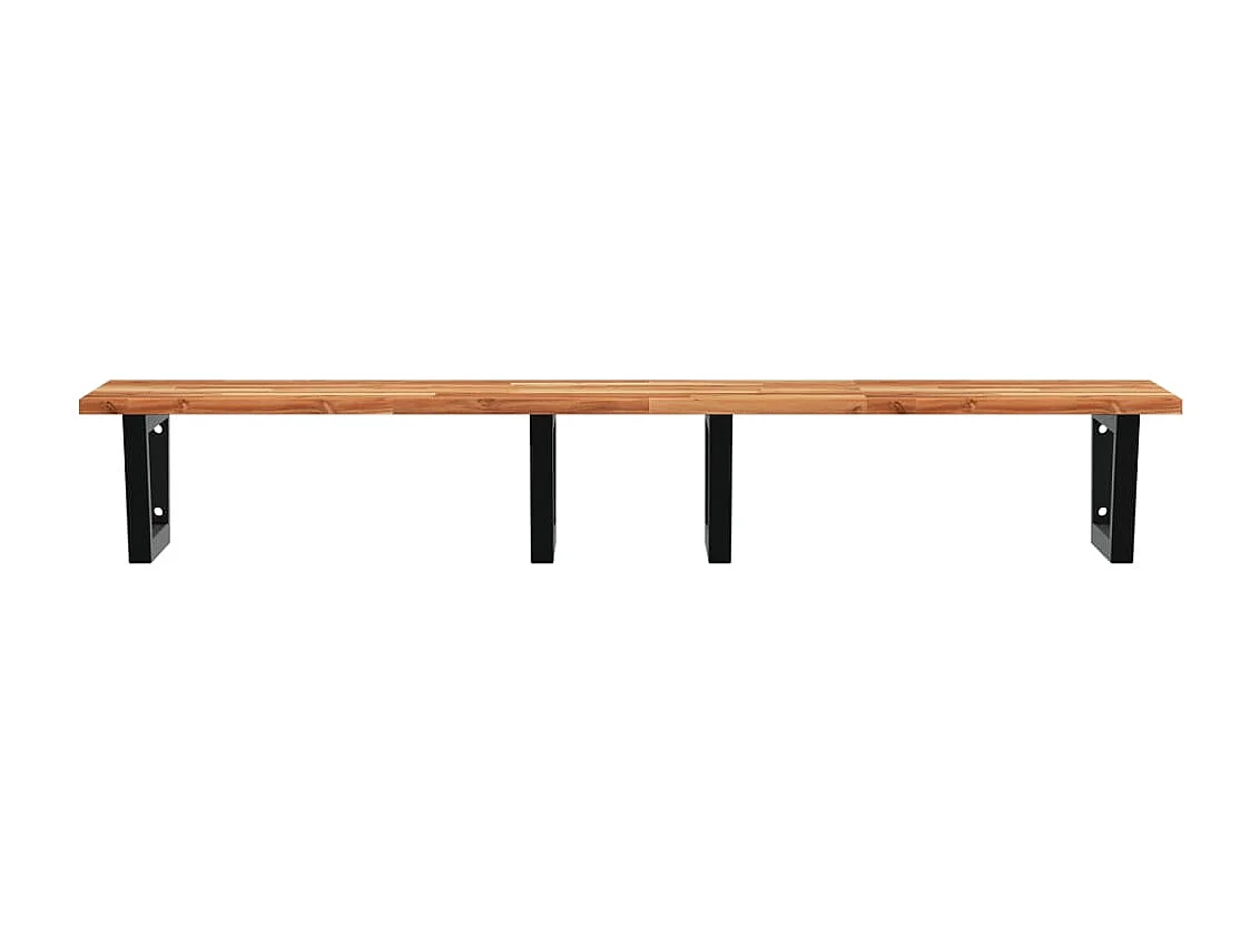 Meuble sous vasque murale acier et bois massif d'acacia FR658103