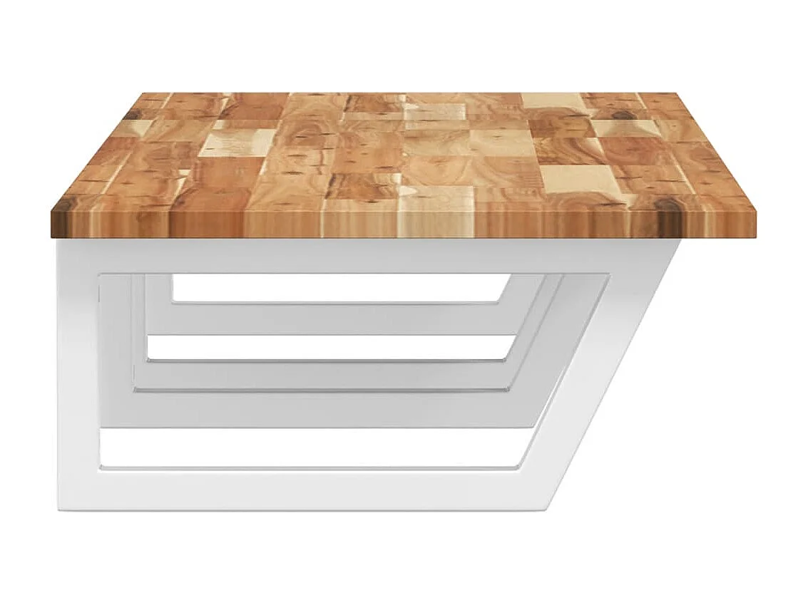 Meuble sous vasque murale acier et bois massif d'acacia FR759125