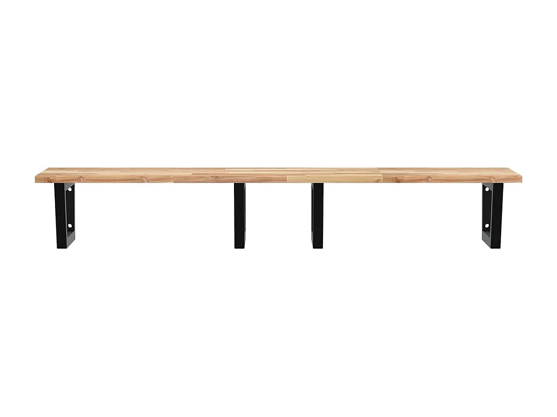 Meuble sous vasque murale acier et bois massif d'acacia FR567830