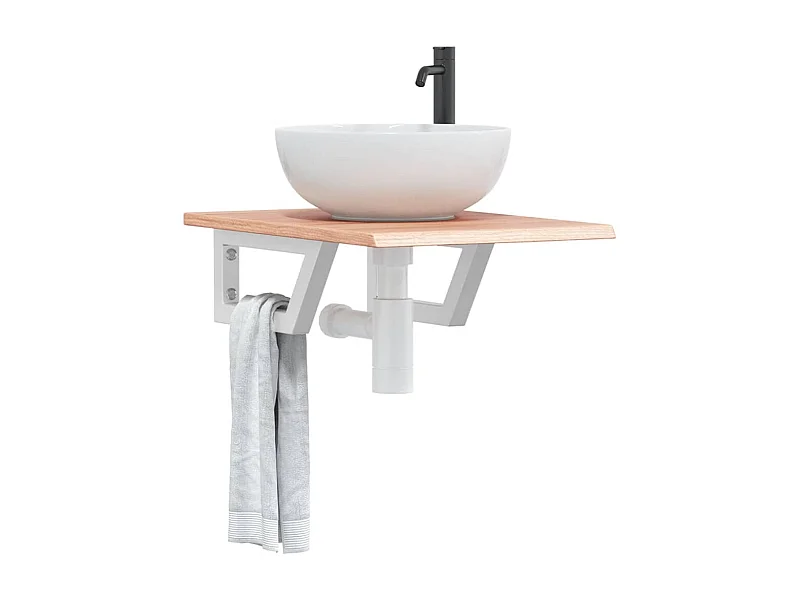 Badkamer wandschap staal en massief eikenhout BE318349