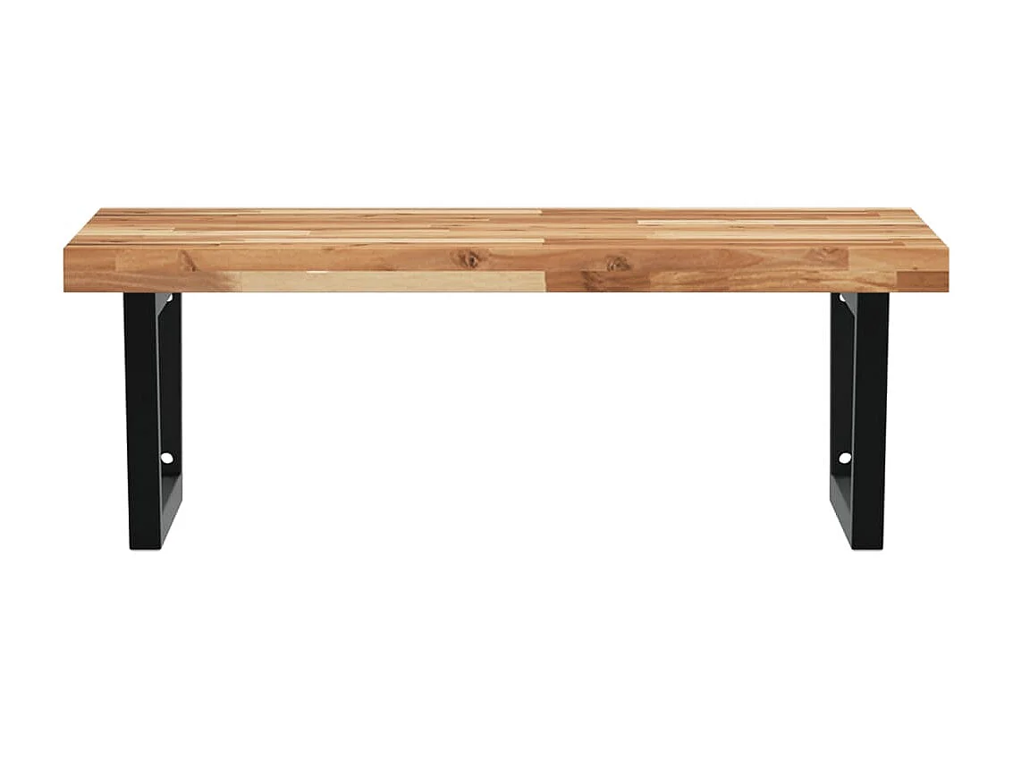 Meuble sous vasque murale acier et bois massif d'acacia FR548574