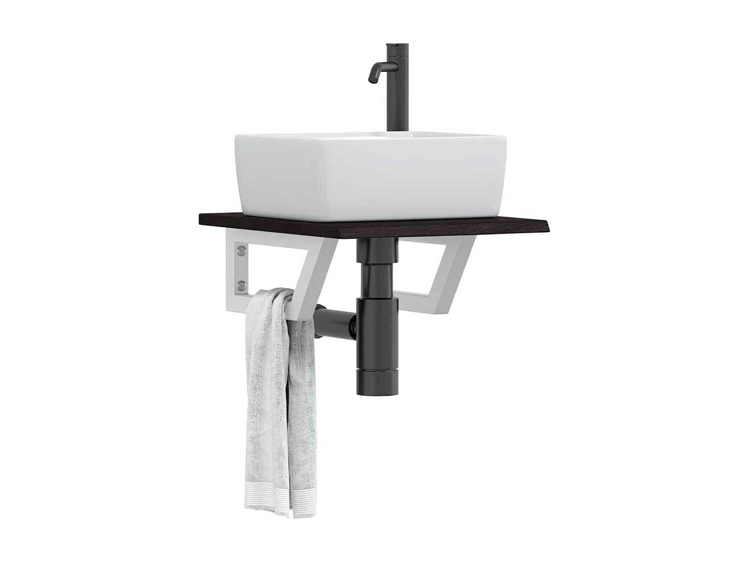 Prateleira de parede p/ lavatório aço/madeira carvalho maciça PT179770