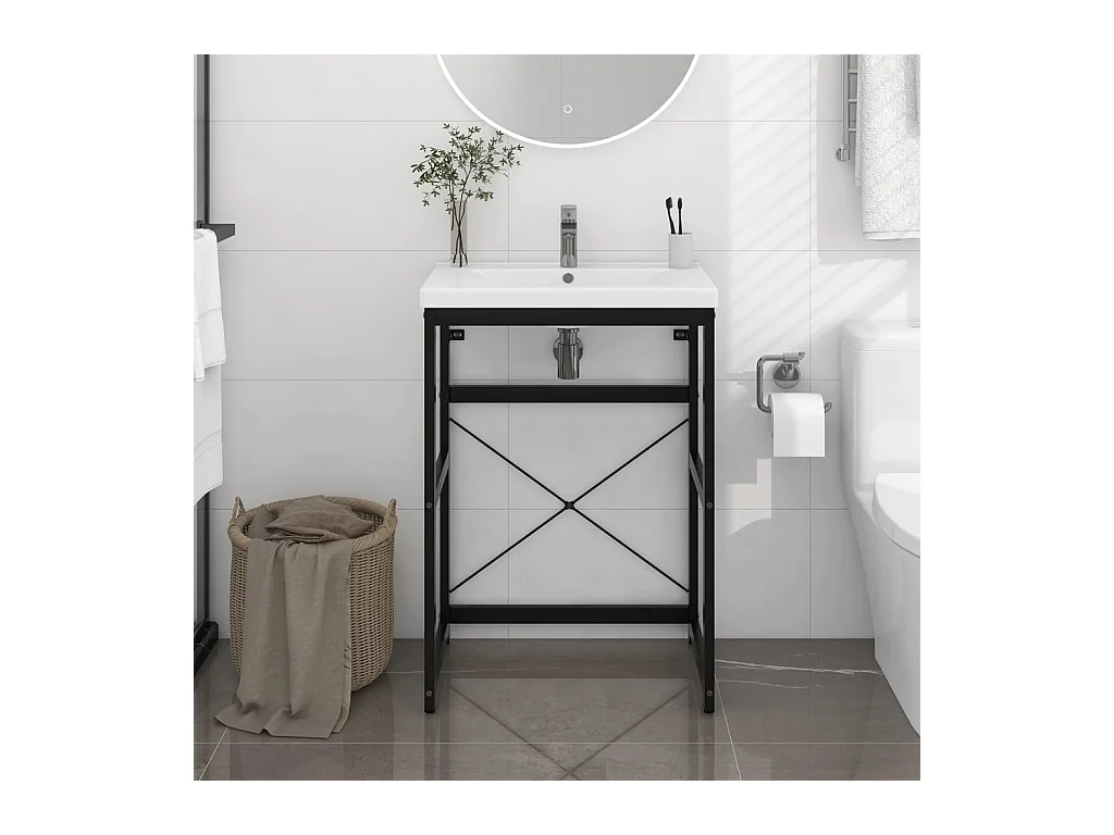 Meuble + vasque Noir 59x38x83 cm Fer FR737352