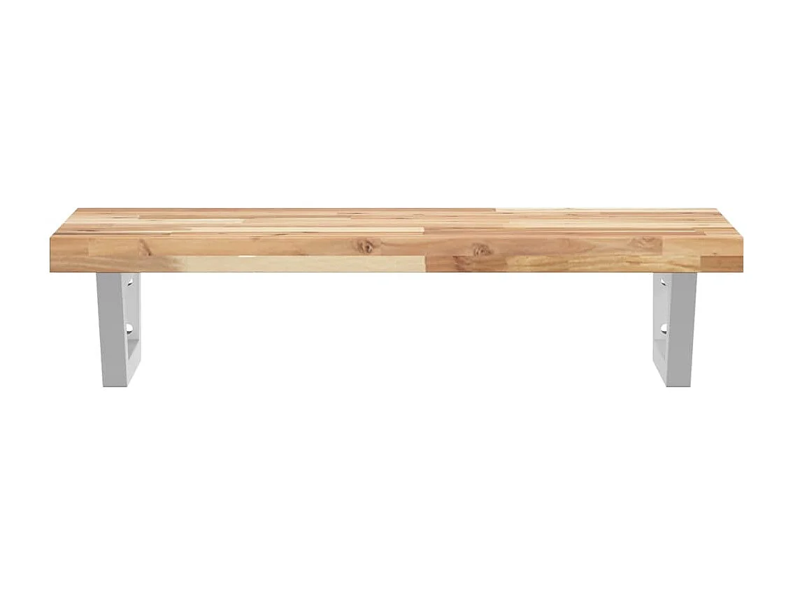 Meuble sous vasque murale acier et bois massif d'acacia FR114804